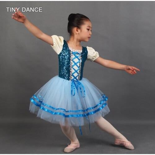 New Arrival of Short Puff Sleeve Ballet Dance Tutu Girls and Women Ballerina Dance Costume Sequin Lace Bodice Tutu Dress 20181