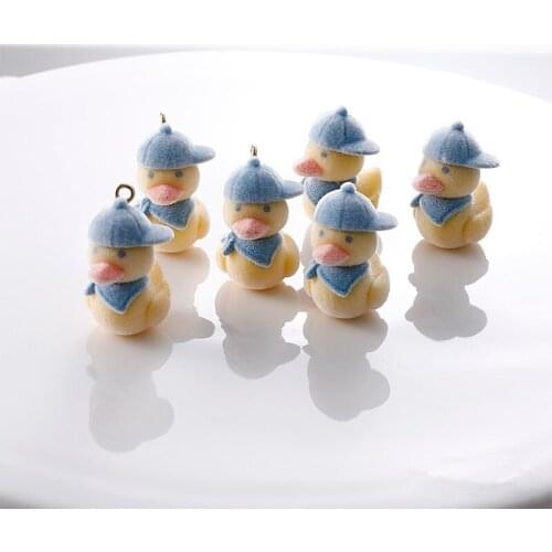 Winter style 30pcs/lot velvet flocking animals cartoon Hat duck shape resin charms diy jewelry earring/garment accessory