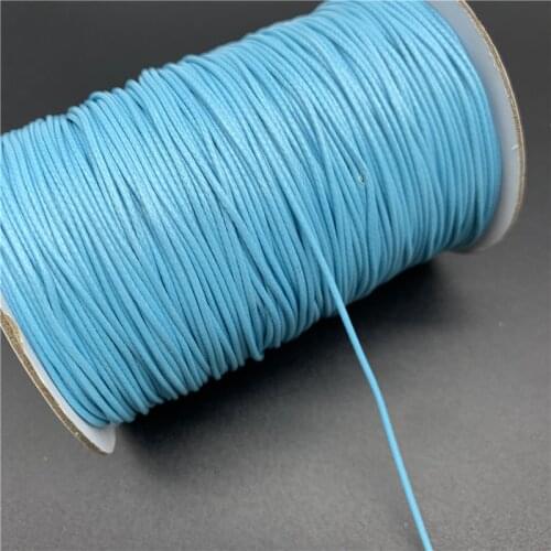 0.5mm 0.8mm 1mm 1.5mm 2mm Sky Blue Waxed Cotton Cord Rope Waxed Thread Cord String Strap Necklace Rope For Jewelry Making