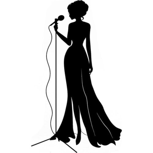 10.5CM*17.6CM Jazz Singer Microphone Live Music Silhouette Car Stickers Vinyl S9-0739