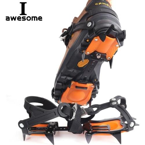 10 Teeth Professional Ice Gripper Spike Shoes Anti Slip Hiking Climbing Snow Spikes Crampons Cleats Claws Grips Outdoor Boots