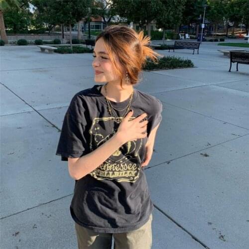 2021 Summer Fashion Womens New Products Round Neck Short Sleeve Printing Printing and Dyeing Loose Casual Basic T-shirt Women