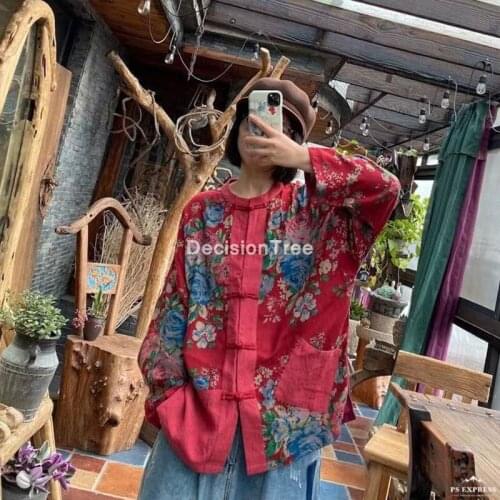 2021 women chinese traditional print qipao clothing chiffon blouse qipao blouse shirt chinese clothes cheongsam blouse