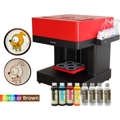 4-Cup Selfies Coffee Printer Latte Printer Food Print Machine CISS Version With Free Edible Ink For Cappuccino Cake Macaron