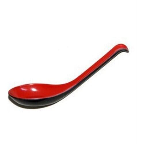 5pcs Spoons Tableware Soba Soup Spoons Useful Red Black Color Kitchen Cooking Tool Porridge Spoons