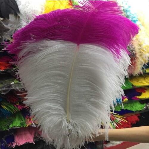 50pcs Beautiful 20-22 inch/50-55cm White and Rose "thick stem" male ostrich feathers Plumes Party Home Wedding Decoration
