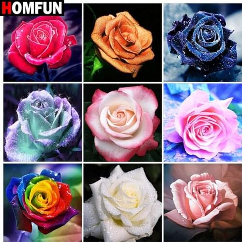 HOMFUN Diamond Embroidery DIY Diamond Painting Cross Stitch Kit "Rose flower beautiful" 5D Needlework Diamond Home Decoration