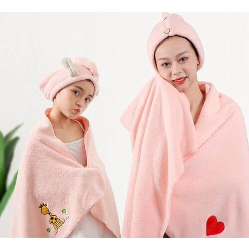 Bath Towel For Kids Adults Women Soft Miraculous Cotton Absorbent Wrap Hair Cap Towels Quick Dry Bathroom Sets 70*140cm 60*120cm