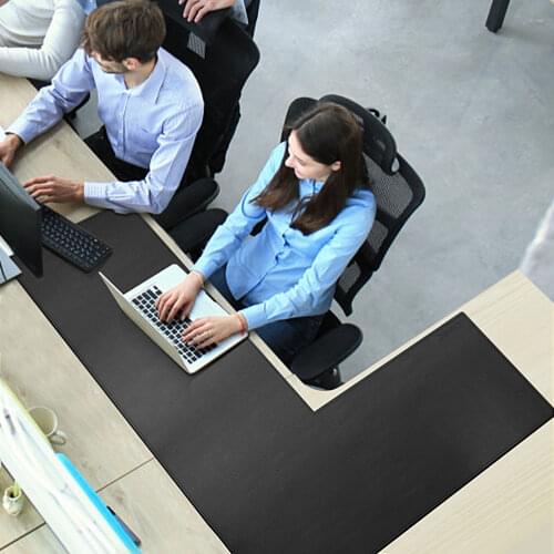 Large L Shaped Leather Desk Mat - Home Office Accessories Corner Desk Mat - 120 x 140cm - Black