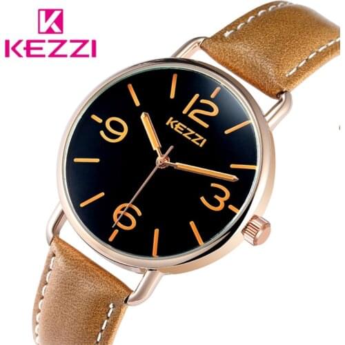 Kezzi Brand Fashion Luminous Big dial Quartz Watch Men Casual Retro Leather Wrist Watches Commerce Clock Montre Homme Gifts