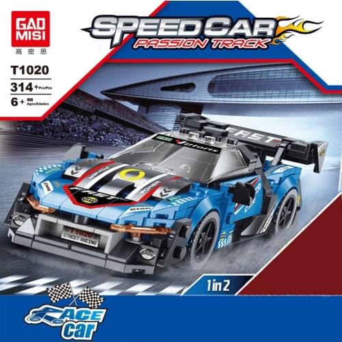 T1020 World Famous Super Track Blue Senna Racing 8 Grid Racing Speed Children Assembling Building Blocks Boy Car for Gifts