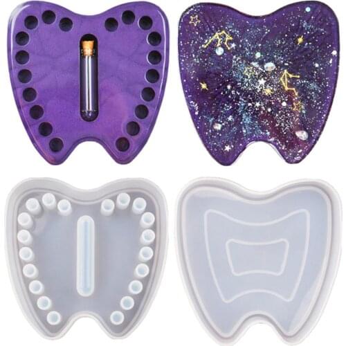 Handmade Tooth Shape Epoxy Resin Mold DIY Creativity Memorial Storage Box Mirror Casting Silicone Mould Jewelry Making Tools