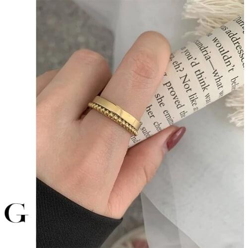 GHIDBK Hot Sale 2020 Fashion Stainless Steel Minimalist Geometrical Balls Rings Women Unique Designed Ring Street Style Jewelry