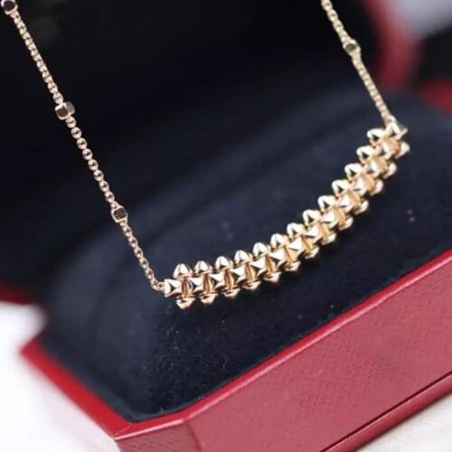 Famous Brand Pure 925 Sterling Silver Fine Jewelry For Women Zircon Smiley Luxury Pendant Gold NecklaceL Chams Europ Design