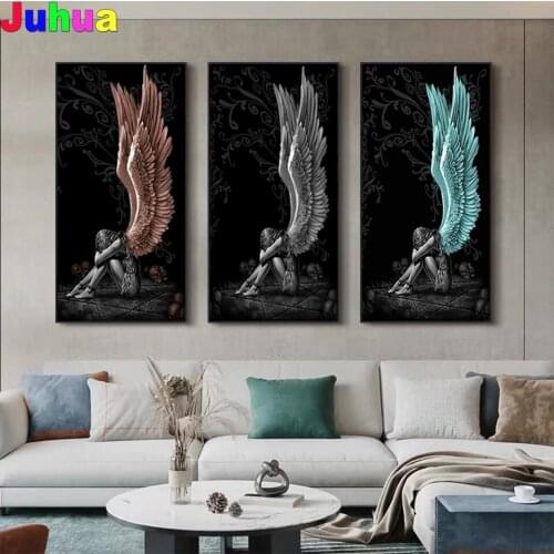 Dark angel 5D Diy Diamond Painting stitch full round square drill skull wing diamond Embroidery gift Mosaic Set home decor