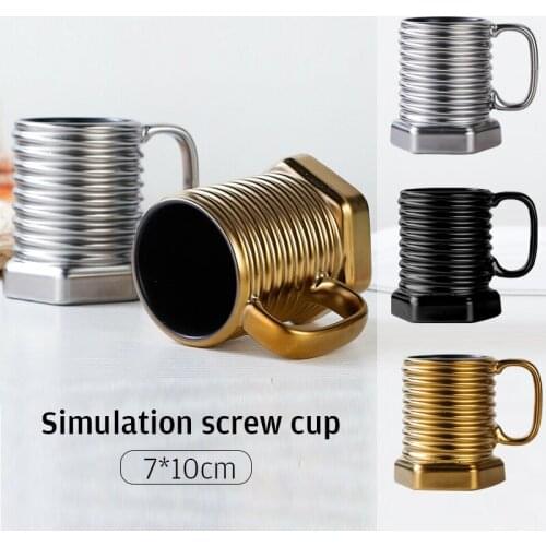 Creative Screw-shaped Cup Ceramic Mugs With Handle Nordic Home Kitchen Decor Simple Office Drink Coffee Tea Milk Water Cup Gift
