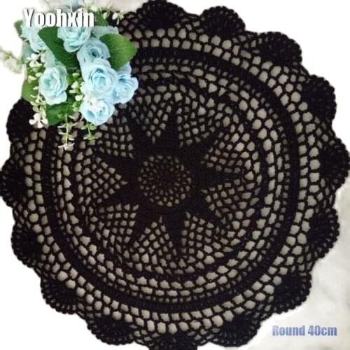 HOT Floral Round cotton Lace table place mat party pad Cloth crochet placemat cup mug tablecloth tea pot coaster doily kitchen