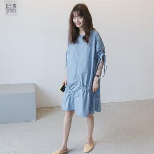 Summer New Irregular Dress Expectant Mother Maternity Half Rope Sleeve Pregnancy Round Neck Dresses Pregnant Women Loose Clothes