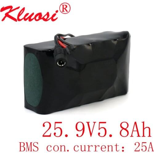 KLUOSI 7S2P 24V 5.8Ah 25.2V 6Ah 29.4V Lithium Battery Pack FOR Electric Motor Bicycle Scooter Motor Built-in 25A BMS Balanced