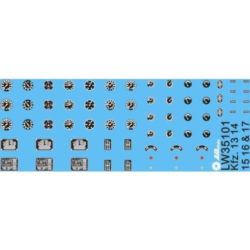 1:35 Scale Vehicle Dials & Placards Kfz. 13-14-15-16 & 17 Military Model Accessory