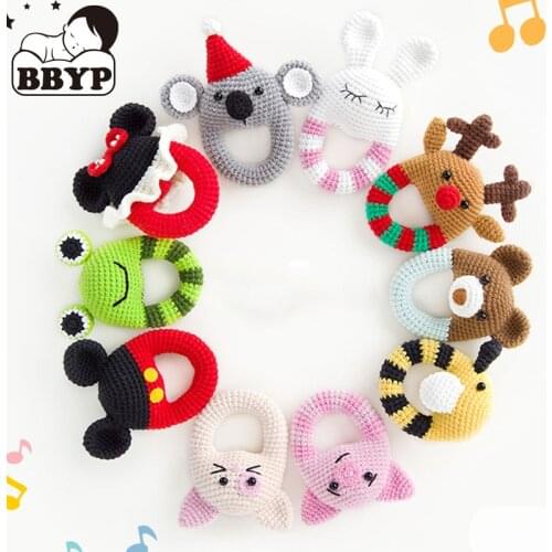 1pc Baby Teether Safe Rattle Toys Mobile Pram Crib Ring DIY Crochet Rattle Soother Bracelet Teether Set Baby Product handmade