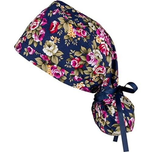 New fashion cotton skull cartoon print hat adjustable work cap beauty salon nursing cap male surgical hat wholesale scrub caps