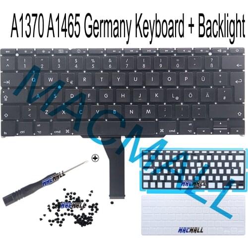 New A1370 German Keyboard For Macbook Air 11" A1465 A1370 2011-2015 Year GR German Keyboard + Backlight + Keyboard Cover +Screws