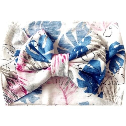 2019 New Baby Turban Popular Big Hair Bow Headband For Girls Printed Headwrap Textured Fabric Elastic Kids DIY Hair Accessories