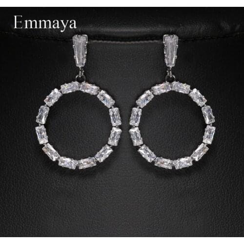 Emmaya New Arrival Circular Appearance Earring With Geometry Zirconia Facny Jewelry For Women Three Colors Choice Shiny Gift