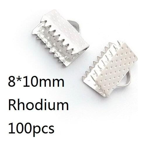 8*10mm 100pcs Cord Crimp End Caps Buckle Tips for Necklace Bracelet Ropes Cords Connectors Clasp to DIY Jewelry Findings