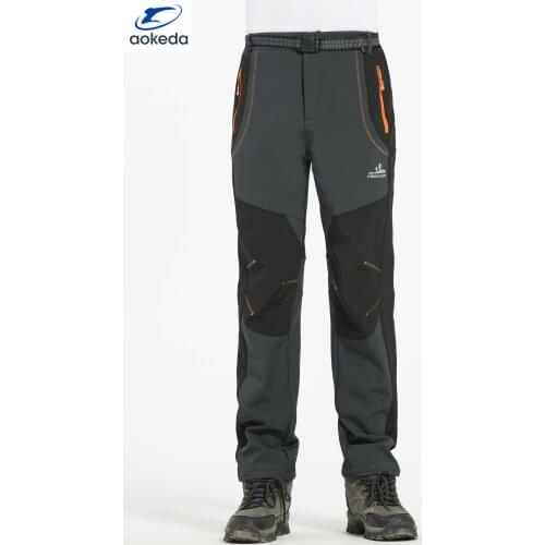 Couple outdoor plus cashmere trousers waterproof breathable warm four-sided stretch mountaineering trousers