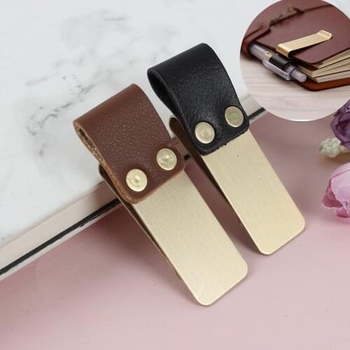 Pen Loop For Notebook Retro Leather Journal Notebook Pencil Holder Bookmark With Metal Clip