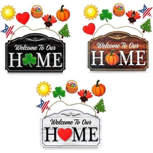 Rectangular Home Multi-element Cartoon Printing Logo for Front Porch Decoration Antique Door Hanger Front Door Home