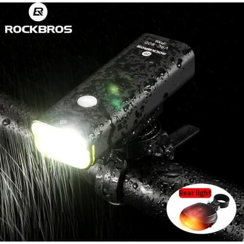 ROCKBROS Rechargeable BikeFront Light Cycling Riding Flashlight Waterproof Headlight MTB Bicycle Lamp Bike Accessories