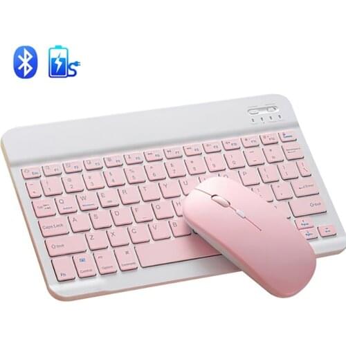 Pink Bluetooth keyboard and mouse 3.0 For iPad air Portable wireless Keyboard For Tablet laptop Windows cute mini keyboard mouse