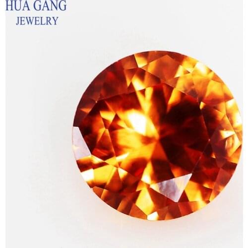 55# Orange Corundum Stone 0.8~7mm Round Brilliant Cut Synthetic Corundum Gems Stone For Jewelry Making Free Shipping