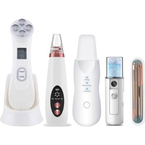 Blackhead Remover Electric Pore Cleaner RF EMS LED Mesotherapy Facial Massager Ultrasonic Skin Scrubber Nano spray Face Steamer