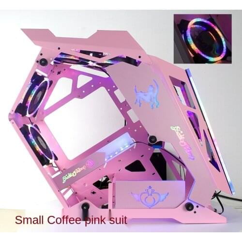 Special-Shaped Small Coffee Game Water-Cooled Glass Big Coffee Small Kdiy Internet Coffee Custom Light Board E-Sports Pink Host
