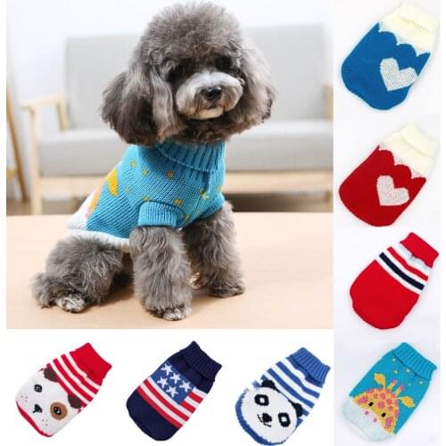 Warm Dog Cat Sweater Clothing Winter Turtleneck Knitted Pet Cat Puppy Clothes Costume For Small Dogs Cats Chihuahua Outfit Coat