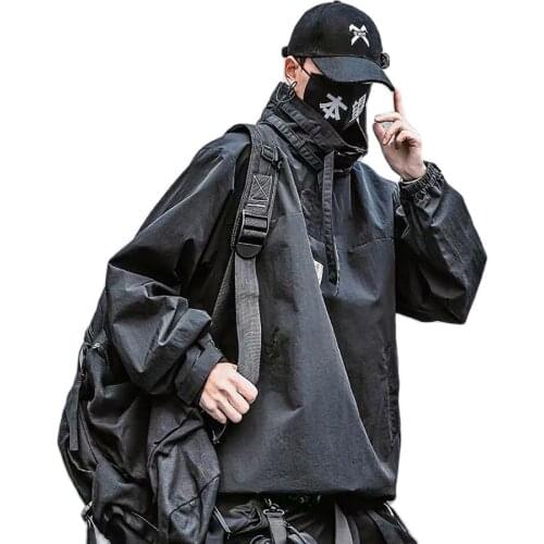 2021 Spring Men Heavy Industry Sweatshirt Cargo Coat Turtleneck Casual Loose Jacket Fashion Chic Pullovers