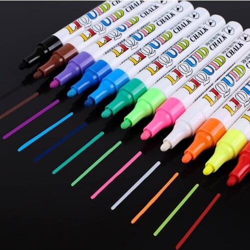 Liquid chalk 12 color graffiti painting blackboard erasable lamp board watercolor brush pen manga art supplies colores drawing