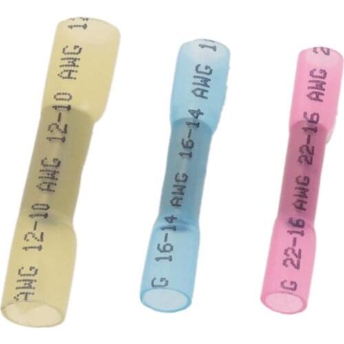 10/25/50/PCS Heat Shrink Butt Terminals Insulated Waterproof Electrical Wire Connectors Cable Crimping Terminals AWG22-16 16-14