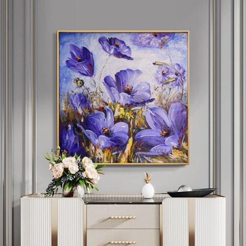100% Hand Painted Large Abstract Floral Thick Oil Paintings On Canvas Handmade Modern Art Decoration Unframed Wall Pictures