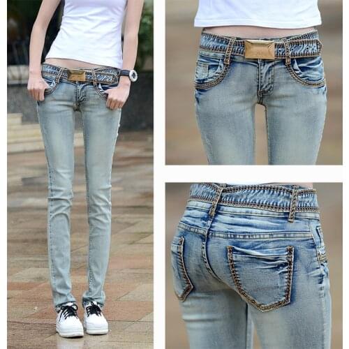 2020 autumn and winter Korean slim-fitting wild low-rise jeans thin elastic pencil feet pants NZK446