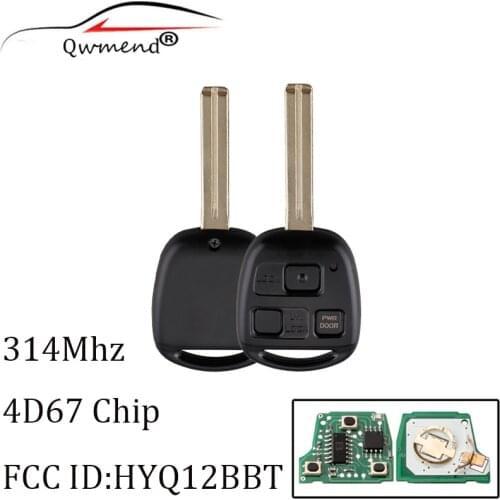 314Mhz 3 Buttons Remote Uncut Blade Entry Fob Ignition Power Key For Lexus RX330 RX350 RX450h For HYQ12BBT +4D67 Chip