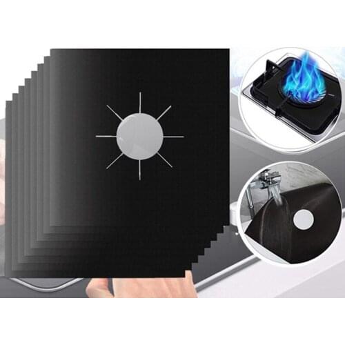 4PCS/Set Reusable Non-stick Self Adhesive Foil Cleaning Mat For Gas Stove Protectors Cover Sheeting Kitchen Gas Stove Accessorie