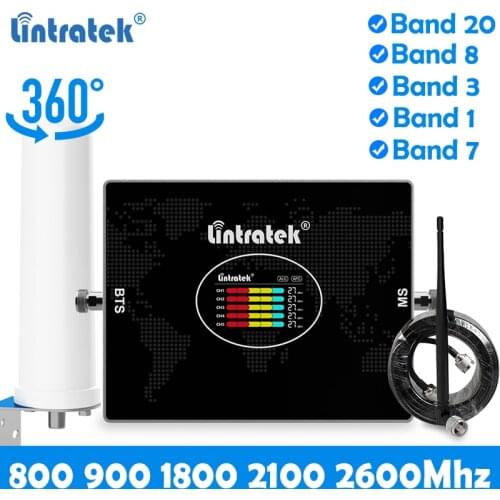 5-Band Signal Booster 800 900 1800 2100 2600Mhz Band 20/8/3/1/7 Signal Repeater GSM 2G 3G 4G LTE Voice Network Booster Amplifier