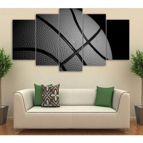 5 Piece Basketball Course Poster Canvas Prints Painting Black and White Picture Wall Art Canvas Gym Decor Drop shipping