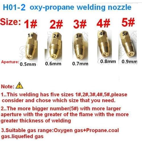 5pcs/lot H01-2 oxygen propane welding nozzle/welding tip sizes of 1# 2# 3# 4# 5# for H01-2 welding torch