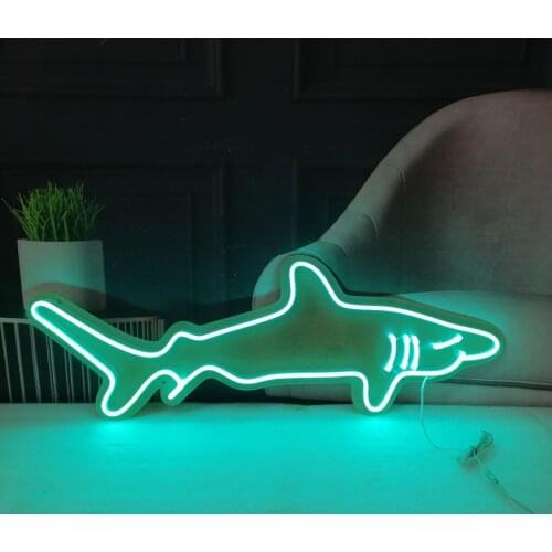 Custom Shark Blue Acrylic Neon Light Lamp Sign Beer Bar Handmade Real Glass Decorate Home Wall Room Windows Tube
